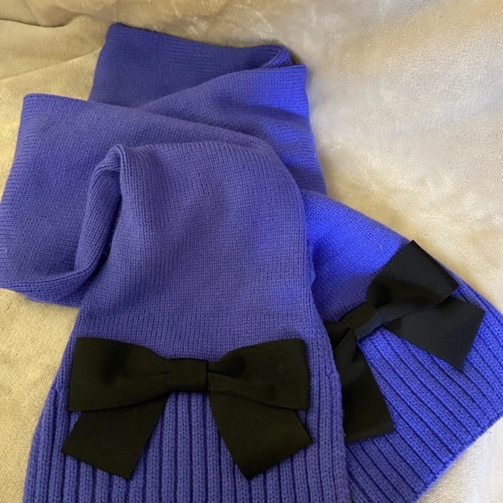 Kate Spade New York Contrast Bow Muffler Emsemble Knit Women’s Scarf NEW